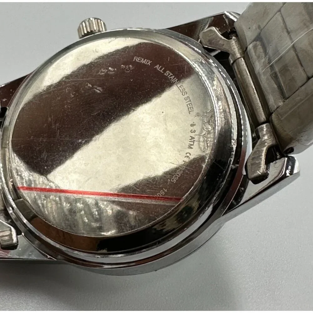 3/$30 Remix Watch Women Silver Tone Round Dial All Stainless Steel 8.25